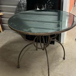 Antique Iron Glass Side Table