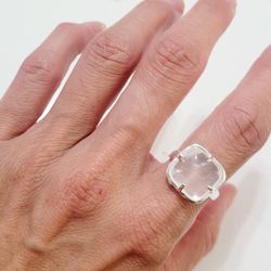 925 Sterling Silver Clean Stone Cuff Ring Band Gift