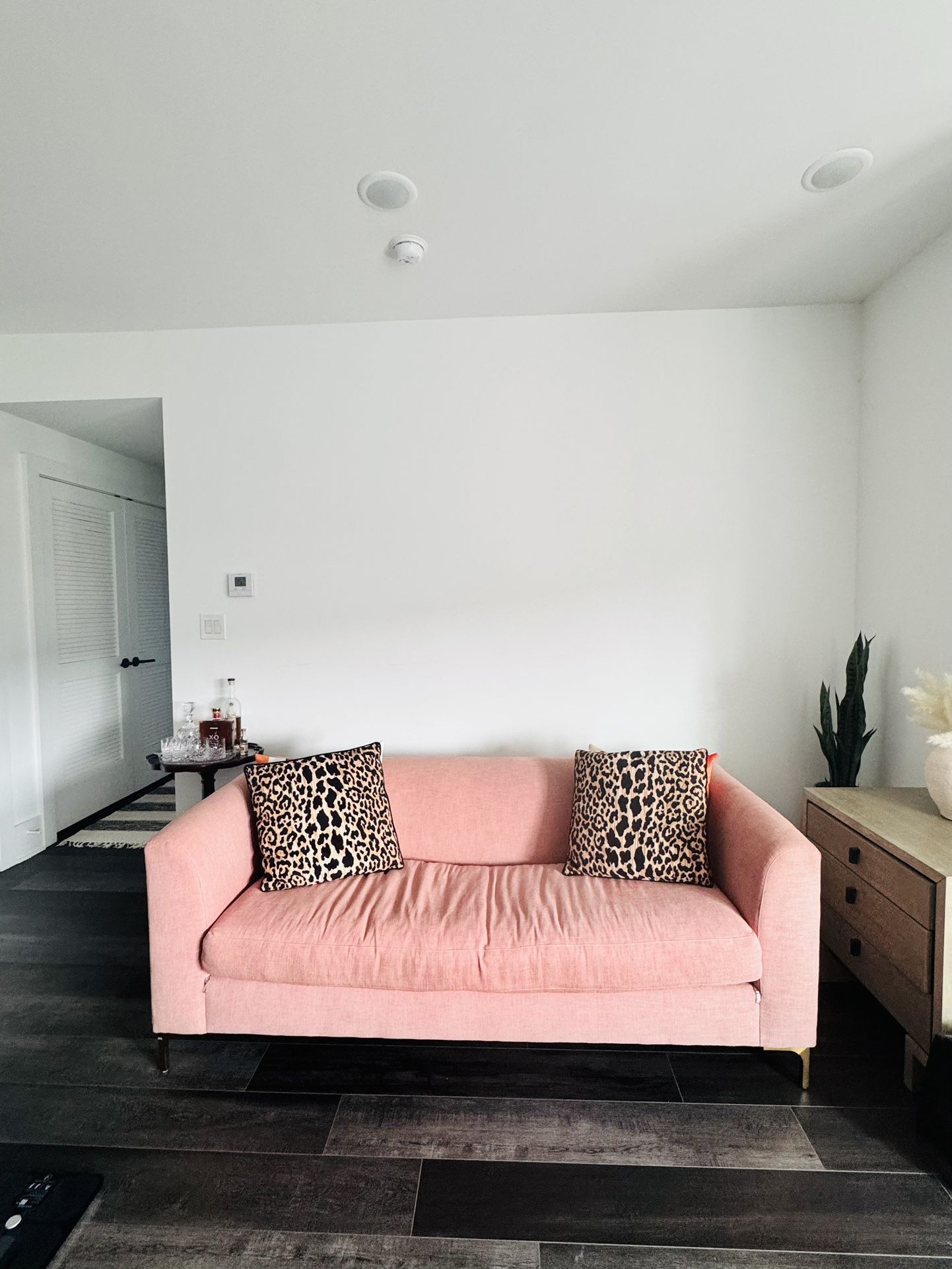 Modern Dusty Rose Apartment Sofa – Crate & Barrel – (South Philly)