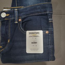 Signature by Levi Strauss Skinny Jeans Reg Skinny Youth Girls Size 10 Dark Blue