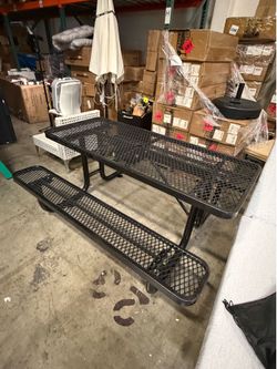 New 72” Picnic Table Heavy Duty Commercial Grade Expanded Metal with Umbrella Hole