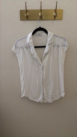 Mango MNG White Button-Up Cap Sleeve Blouse
