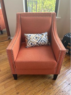 Orange Accent Chair with Small Pillow