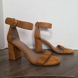 Aerosoles Lawrence Women's Sandals Size 10W Tan Faux Suede Block Heel Wide