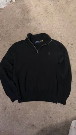 Black knit polo quater zip