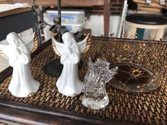 ANGELS AND CANDLE HOLDERS