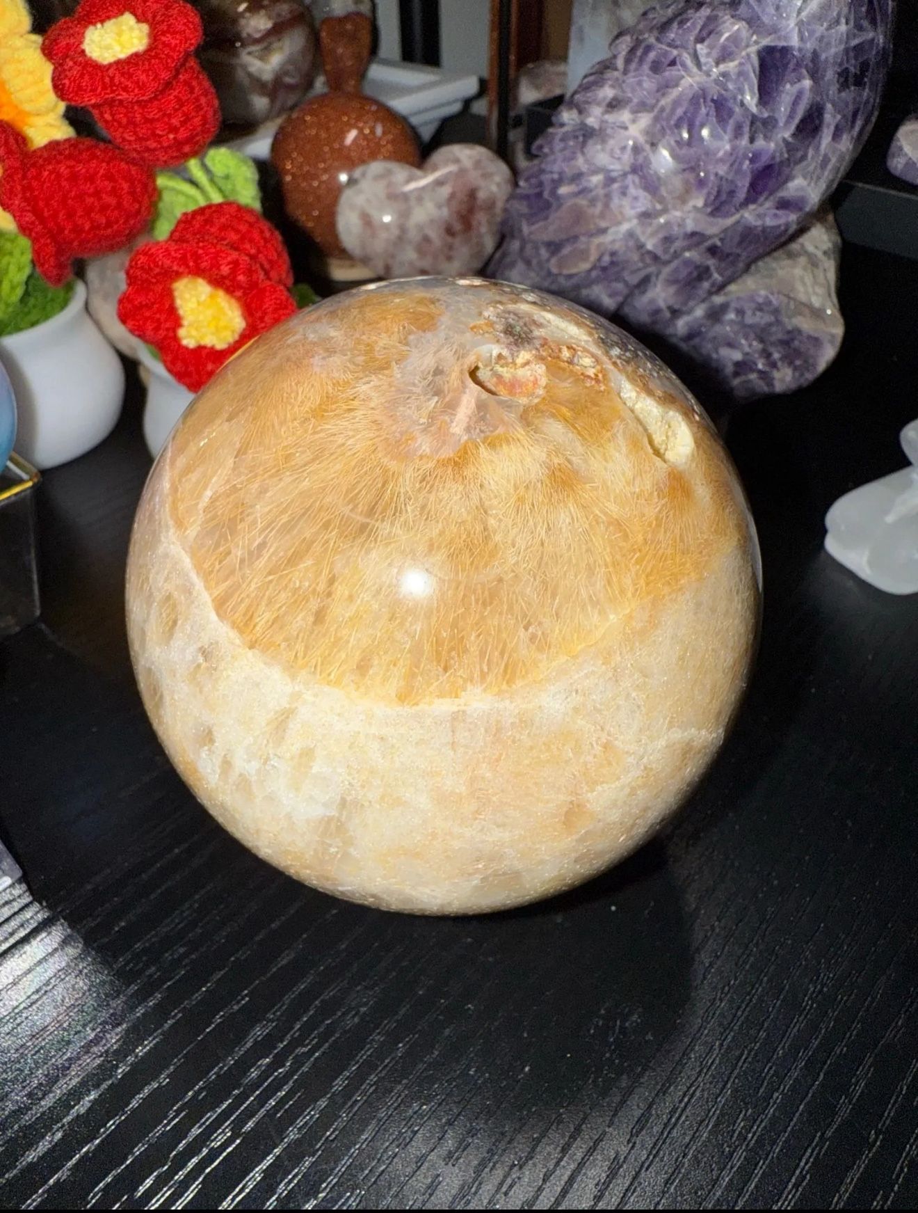 Golden Rutilated Quartz Sphere – 2.14 lb | Radiant Manifestation Energy