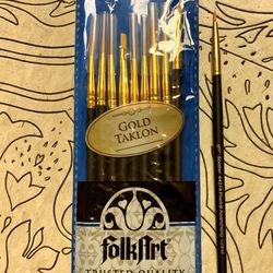 10 Brush (Black) Assorted Detailing Gold Taklon Set