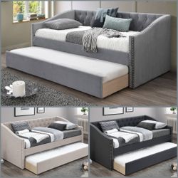 Twin Twin Grey Daybed With Ortho Mattress Included 
