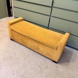 Mustard Yellow Velvet Storage Bench
