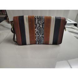 Sammy Patchwork Crossbody Bag Snakeskin Suede Cognac Multi Color