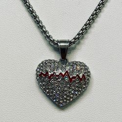Stainless steel beating heart pendant with chain