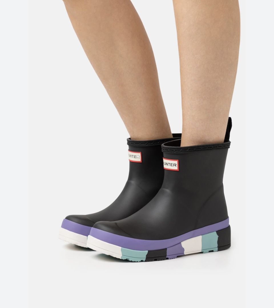 NEW Hunter Original Wellies Plat Short Rain Boots Women’s Size 11 Striped Flannel Lined