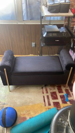 Black upholstered storage Ottomans bench
