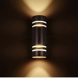 Outdoor Wall Lights Exterior, Modern Outside Sconce Wall Lighting, Exterior Light Fixture Wall Mount Oil Bronze Cylinder, Up Down Outdoor Lights for G