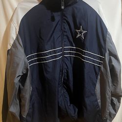 Dallas Cowboys Jacket Mens XL Navy Gray NFL Football Reebok Zip Windbreaker Used Good Condition $35 Meet Up In Irving @dfwgoods