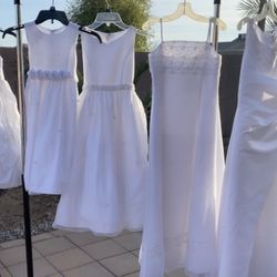Girls White Dresses Wedding Formal Baptism First Communion Cinderella & David’s Bridal