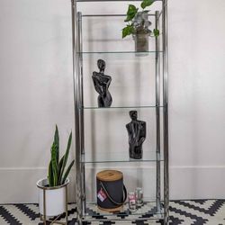 MCM Chrome & Glass 4 Tiered Etagere Display Shelf