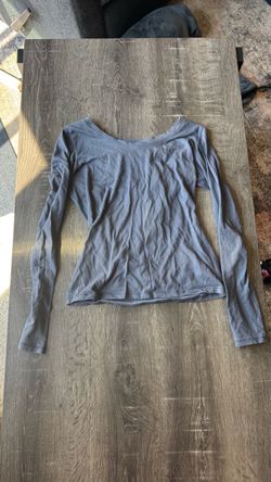 Gray Long Sleeve Fitted Top