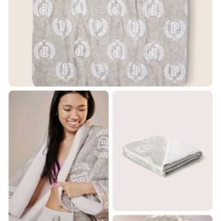 PINK Grey Sherpa Blanket