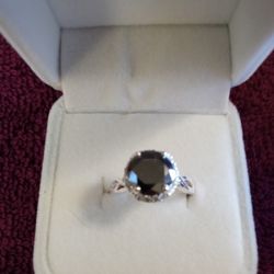 Natural Black Diamond Ring Women's Size 7 