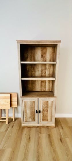 Tall Wood Hutch / Bookcase – Light Gray Finish