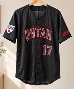Shohei Ohtani #17 Samurai Japan Black Baseball Jersey Men’s Large Button Front