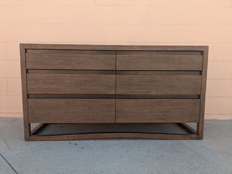 6-Drawer Wood Dresser with Curved Base