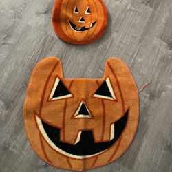 Pumpkin Toilet Seat Cover And Rug