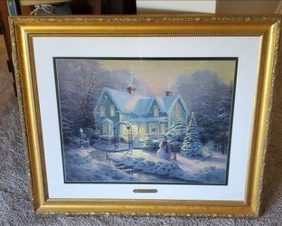 Thomas Kinkade Blessings of Christmas Framed COA included