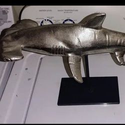Silver Hammerhead  Shark Statue 