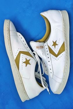 *NEW IN BOX** Retro White/Gold Converse All-Star Pro Leather Oxford Basketball Shoes Size 17