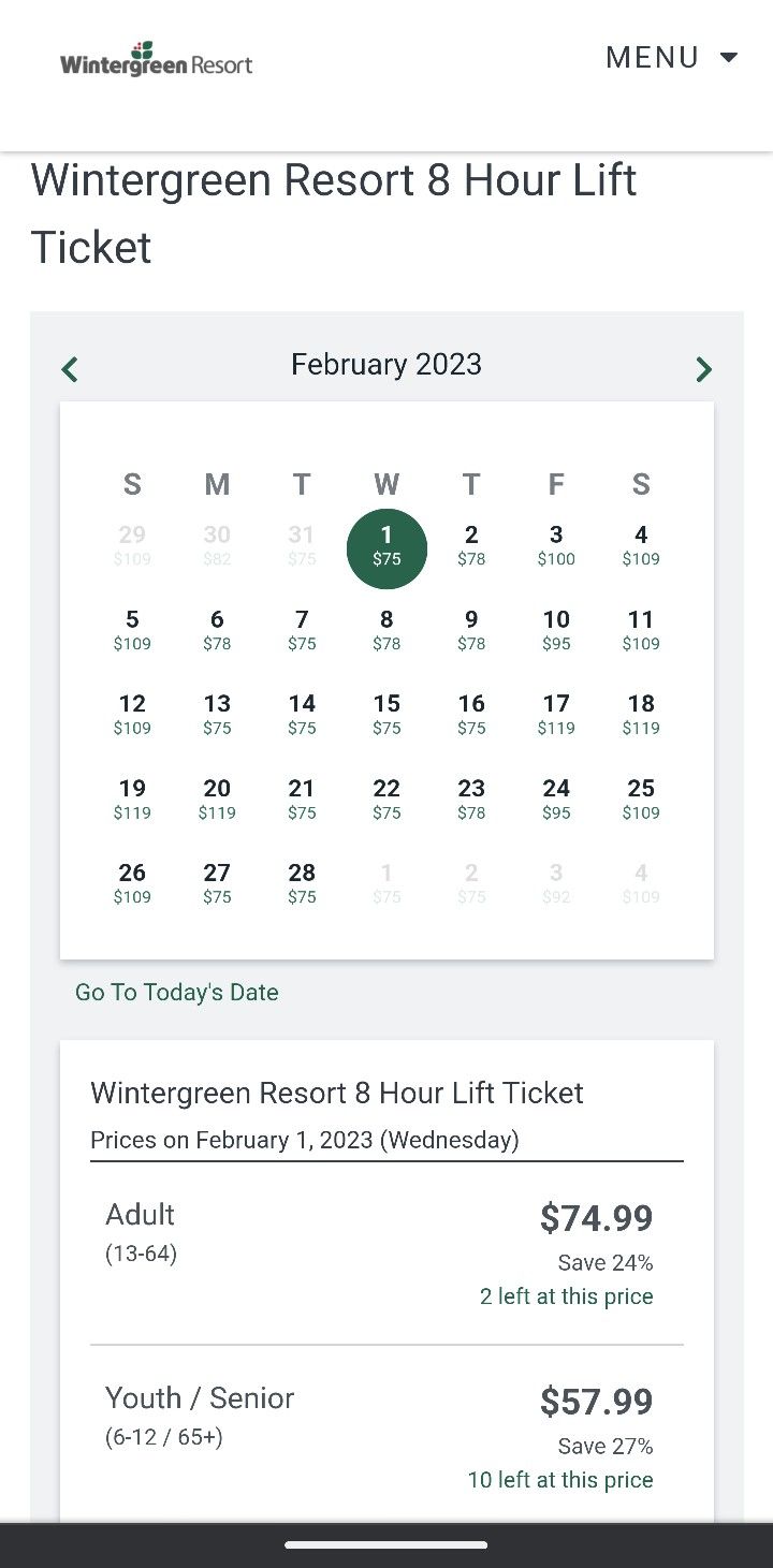 Wintergreen Resort Lift Tickets