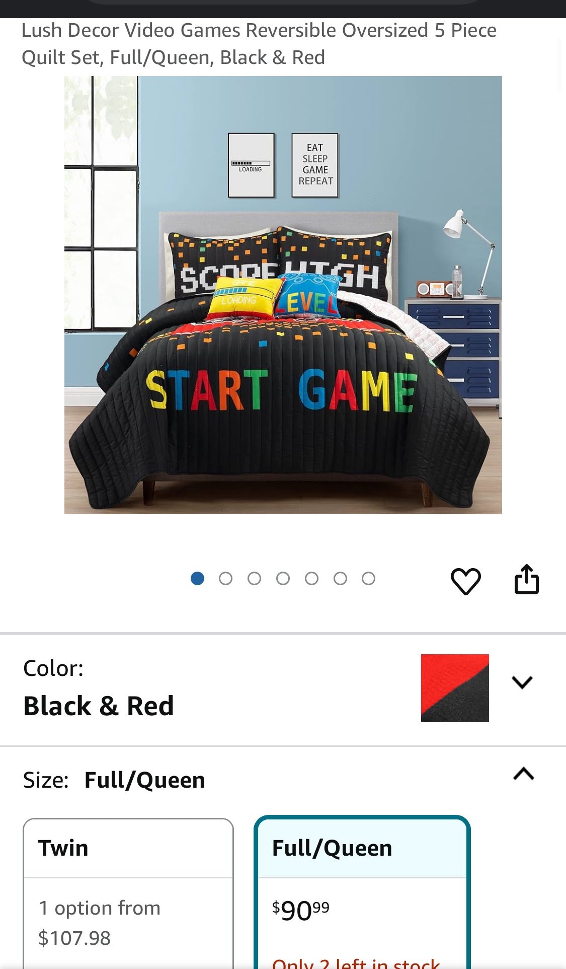 Video Games Reversible Oversized Kids' Comforter Bedding Set - Lush Décor, Full/Queen