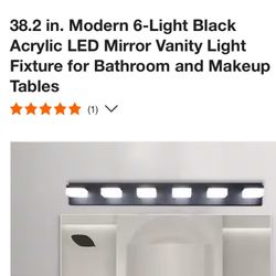 6 Light Matte Black Acrylic LED Mirror Vanity Light Fixture For Bathroom And Make Up Mirrors