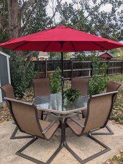 Large Hexagon Outdoor Patio Furniture Set, 6 Chairs