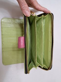 Tous Urban Logo Collection Pink Green Leather Snap Accordion