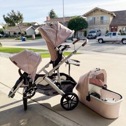 UPPAbaby Vista V2 Double Stroller – Pink | Excellent Condition + Extras