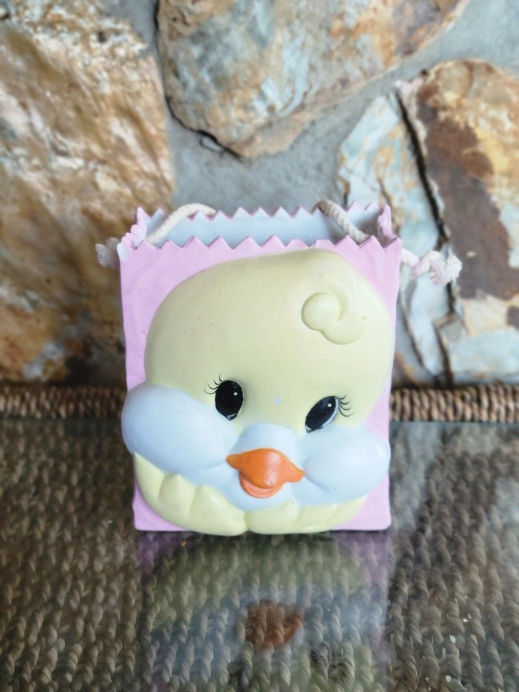 Duck On A Pink Square Pot