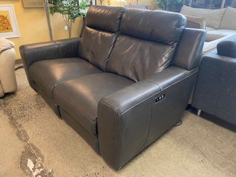 Dark Grey Slope Arm Power Reclining Loveseat