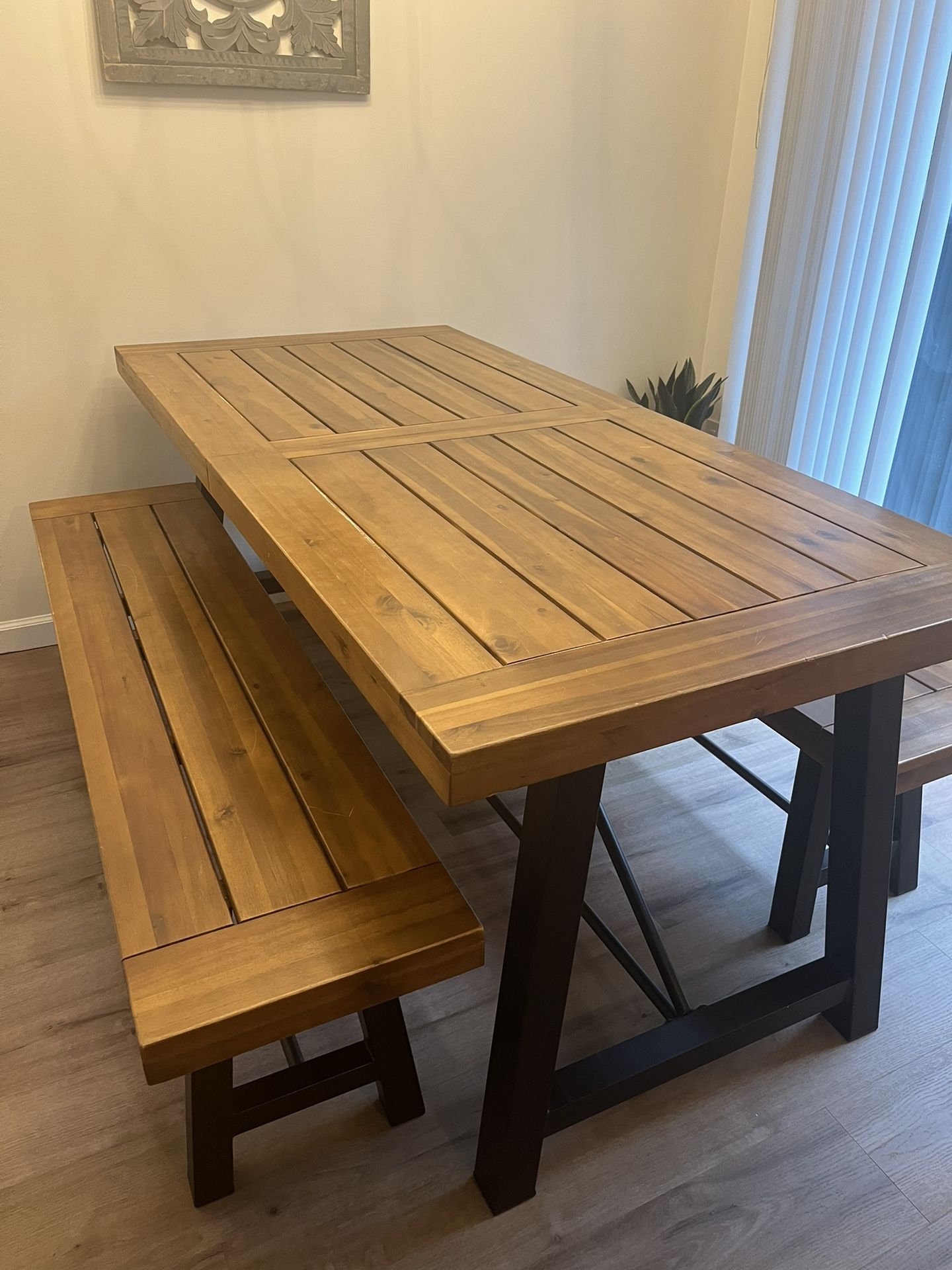 Indoor Outdoor Table And 2 Benches