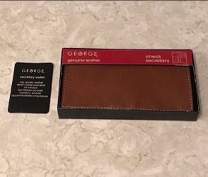New Genuine Chestnut Brown Leather George Womens Bifold Secretary Wallet