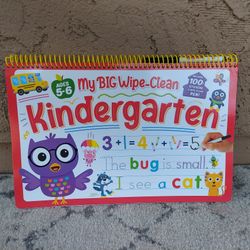 Kindergarten Writing Book, Wipe-Clean,  Pen Incl, Alphabet, Math  Time, NEW