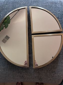 3 Piece  Gold Frame Circle Wall Mirror Set