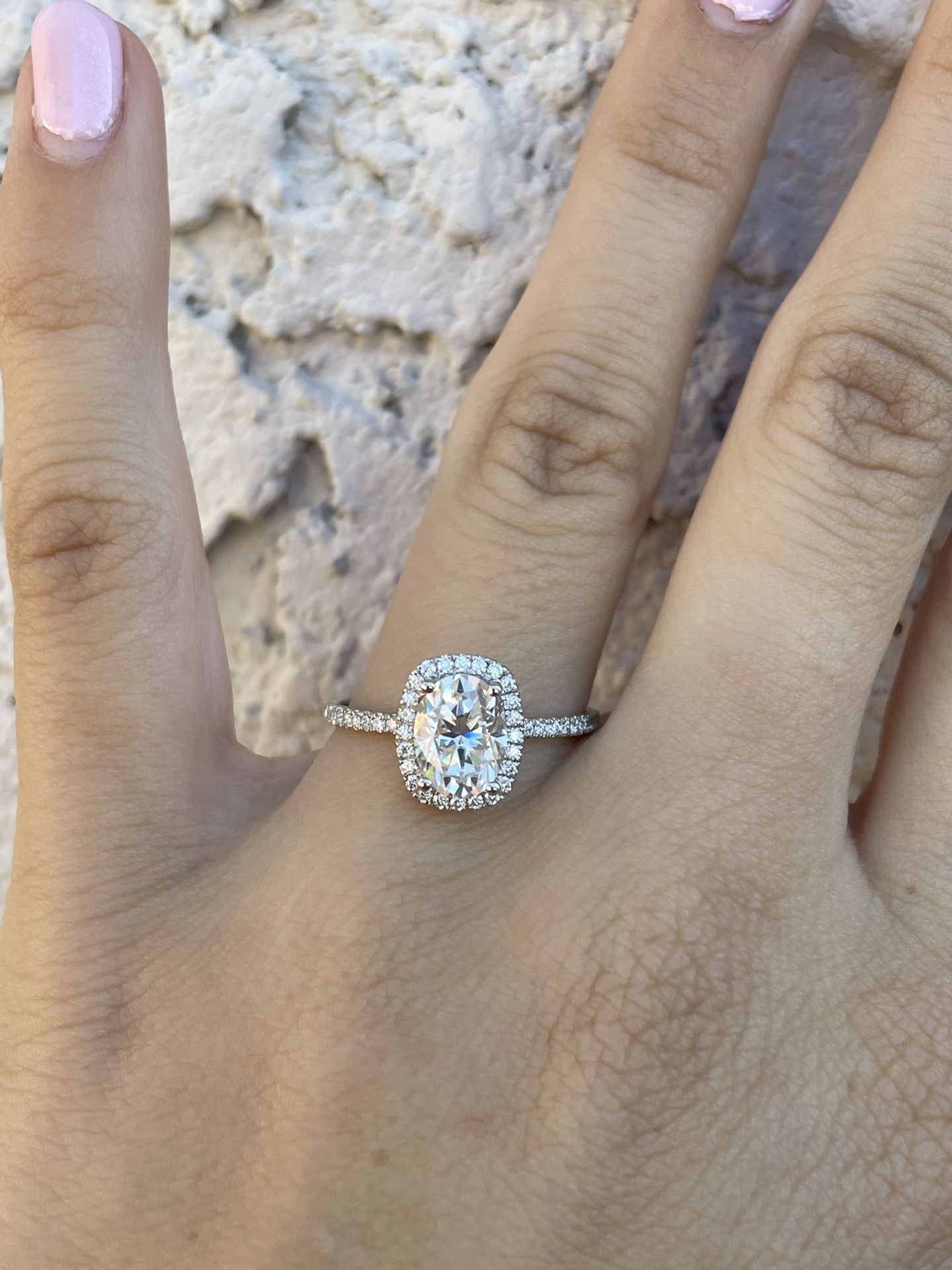 1.5 Carat Oval Moissanite Diamond Engagement Ring 