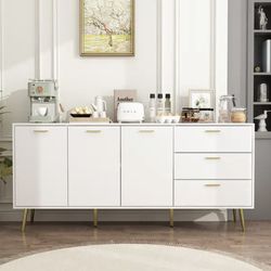 Modern White Buffet Sideboard Accent Cabinet