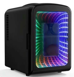 Mini Fridge with RGB Infinity Mirror Door