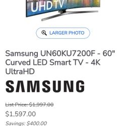 50 Inch Samsung Curve Touchscreen Smart TV 