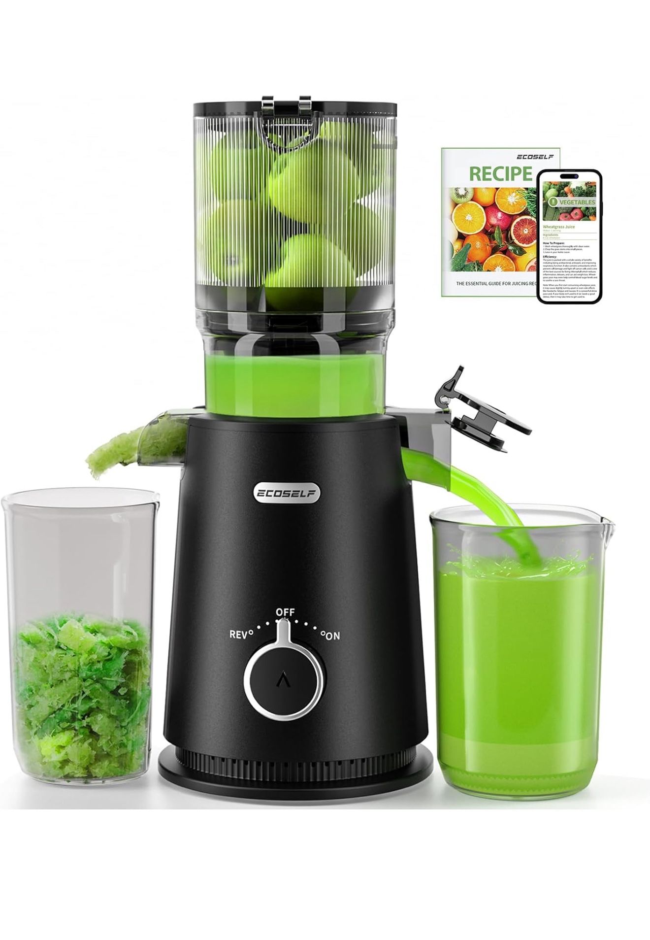 Juicer Machines Easy to Clean, with Wide Mouth & Large Feed Chute, Professional Cold Press Juicer For Whole Fruits & Vegetables, Self Feeding for Juic