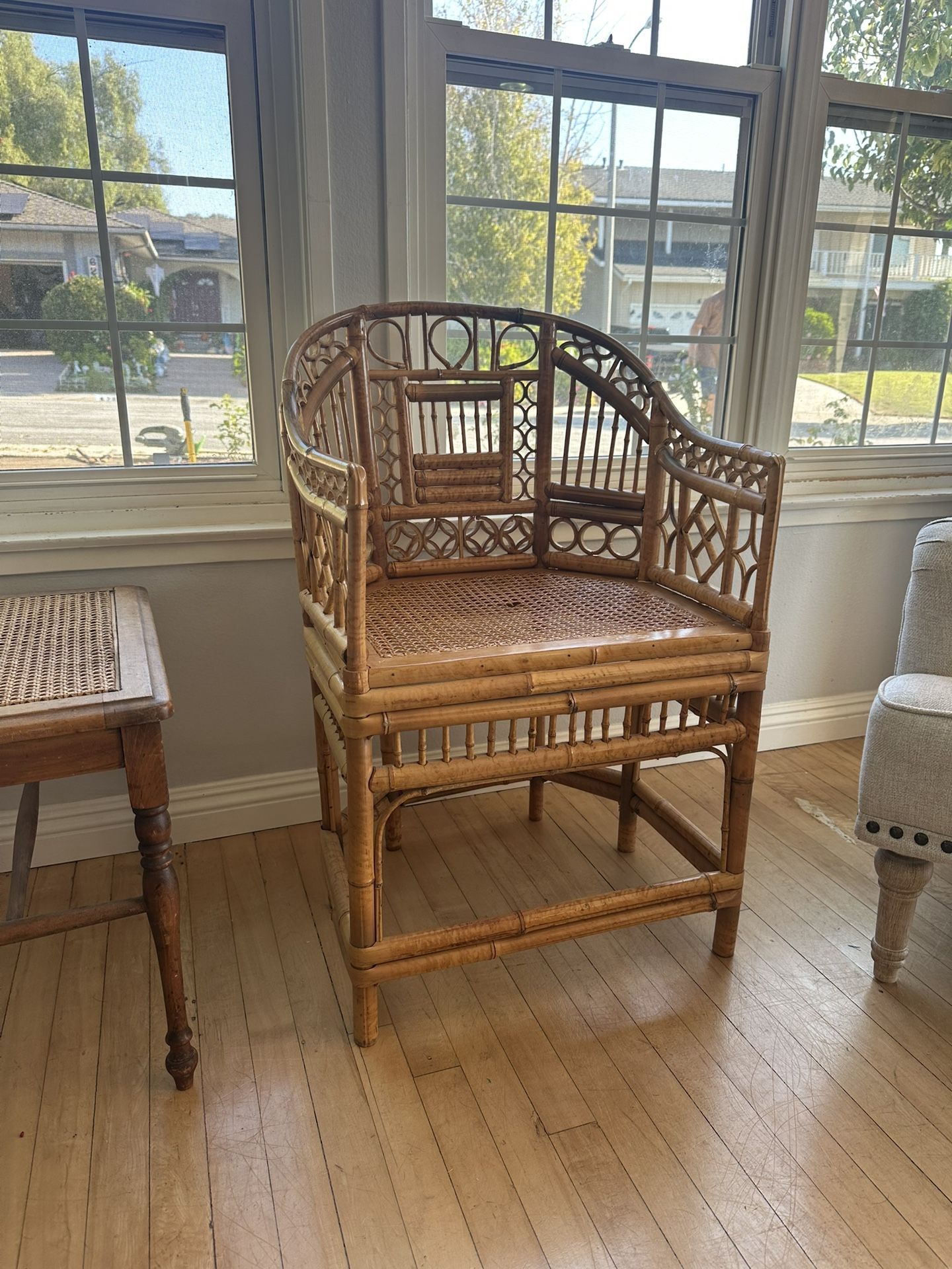 Gorgeous Bintahe Brighton Pavilion-style bamboo and cane armchair.